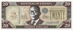 Либерия 20 долларов 2003 год - UNC