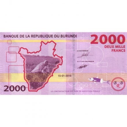 Бурунди 2000 франков 2015 год - Плантации ананасов UNC