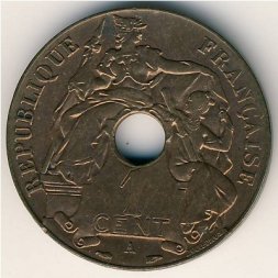 Французский Индокитай 1 цент 1938 год