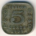 Цейлон 5 центов 1909 год