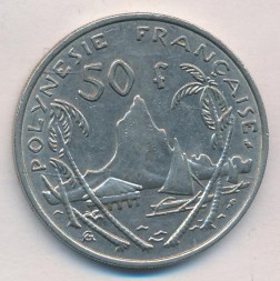Монета Французская Полинезия 50 франков 1967 год