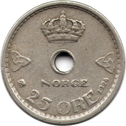 Норвегия 25 эре 1924 год - Король Хокон VII