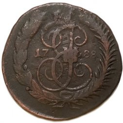 2 копейки 1788 год ММ (гурт надпись) Екатерина II (1762 - 1796) - перечекан - VF