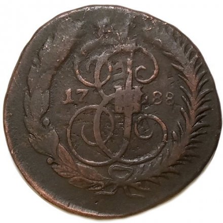 2 копейки 1788 год ММ (гурт надпись) Екатерина II (1762 - 1796) - перечекан - VF