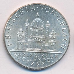 Австрия 2 шиллинга 1937 год - Церковь Святого Карла