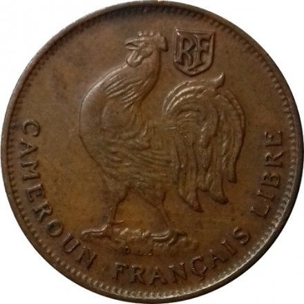 Камерун 50 сантимов 1943 год - CAMEROUN FRANCAIS LIBRE