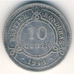 Монета Британский Гондурас 10 центов 1944 год