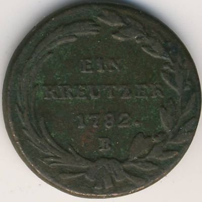 Австрия 1 крейцер 1782 год