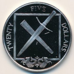 Виргинские острова 25 долларов 1988 год