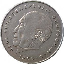 ФРГ 2 марки 1983 год - Конрад Аденауэр, 20 лет Федеративной Республике (1949-1969) (G)