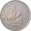 Восточные Карибы 10 центов 2000 год - Парусник &quot;Золотая лань&quot;