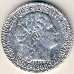 Гаити 50 сантимов 1883 год