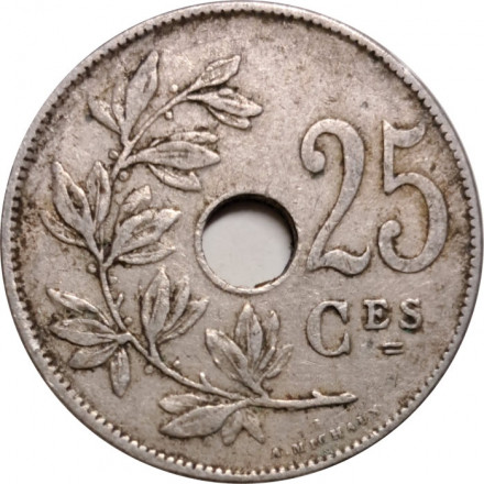 Бельгия 25 сантимов 1922 год BELGIQUE