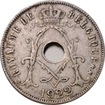 Бельгия 25 сантимов 1922 год BELGIQUE