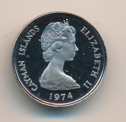 Каймановы острова 25 центов 1974 год