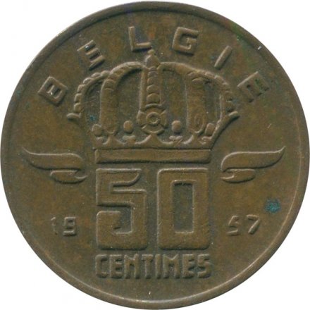 Бельгия 50 сантимов 1957 год BELGIE
