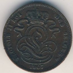 Бельгия 1 сантим 1907 год DES BELGES