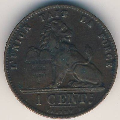 Бельгия 1 сантим 1907 год DES BELGES