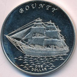 Монета Острова Гилберта (Кирибати) 1 доллар 2015 год - Парусник Баунти