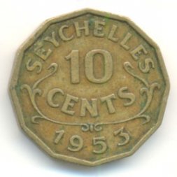Сейшелы 10 центов 1953 год