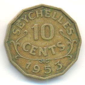 Сейшелы 10 центов 1953 год