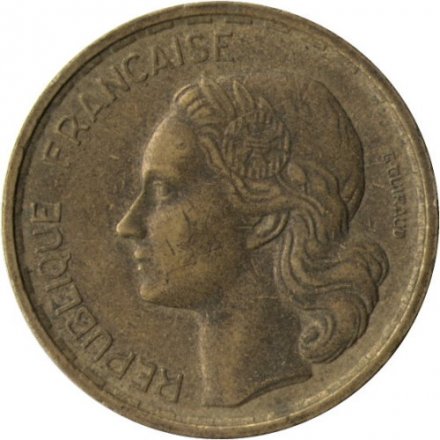 Франция 20 франков 1950 год (B) - Подпись &#039;G.GUIRAUD&#039;