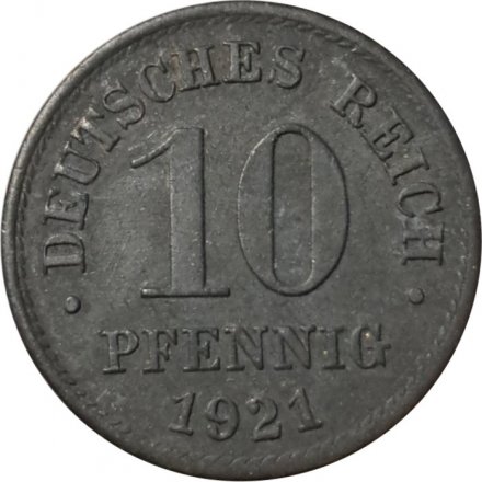 Германия 10 пфеннигов 1921 год (цинк, не магнитная)