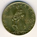 Ватикан 20 лир 1958 год