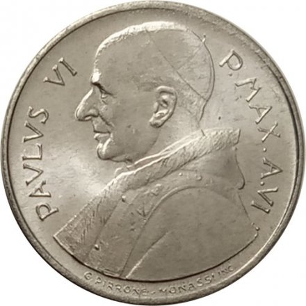 Ватикан 1 лира 1968 год Папа Павел VI