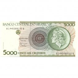 Бразилия 5000 крузейро 1990 год - редкая UNC