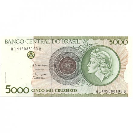 Бразилия 5000 крузейро 1990 год - редкая UNC