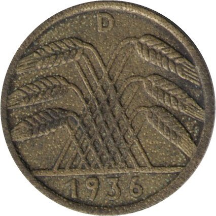 Веймарская республика 5 рейхспфеннигов 1936 год (D)
