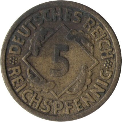 Веймарская республика 5 рейхспфеннигов 1936 год (D)