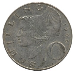 Австрия 10 шиллингов 1966 год