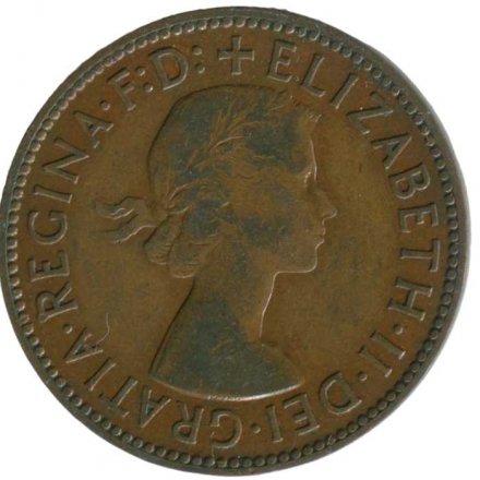 Великобритания 1/2 пенни 1954 год