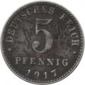 Германия 5 пфеннигов 1917 год (A)