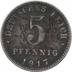 Германия 5 пфеннигов 1917 год (A)