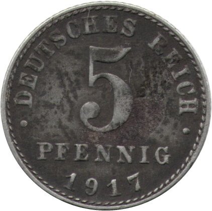 Германия 5 пфеннигов 1917 год (A)