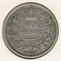 Великобритания 6 пенсов 1857 год
