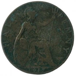 Великобритания 1/2 пенни 1917 год