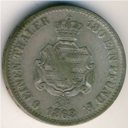 Саксония 1/6 талера 1863 год