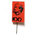 Значок-иголка В.И. Ленин, 100 лет, стекло, красный