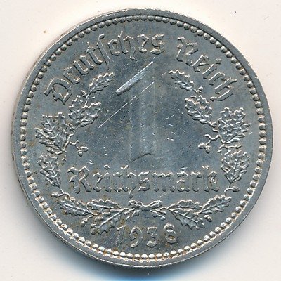 Третий Рейх 1 рейхсмарка 1938 год (A)