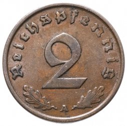 Третий Рейх 2 рейхспфеннига 1940 год (A)