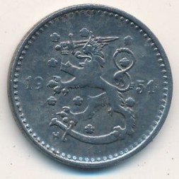 Финляндия 1 марка 1951 год (железо)