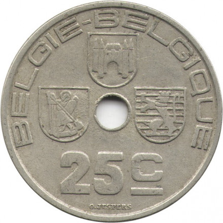 Бельгия 25 сантимов 1938 год BELGIE - BELGIQUE