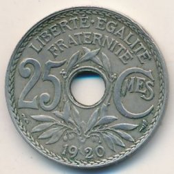 Франция 25 сантимов 1920 год
