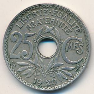 Франция 25 сантимов 1920 год