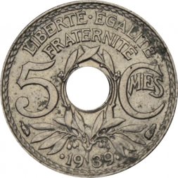 Франция 5 сантимов 1939 год