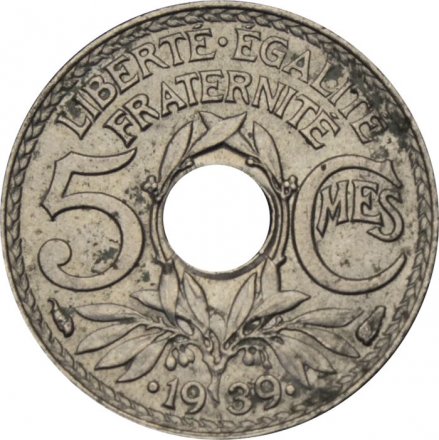 Франция 5 сантимов 1939 год